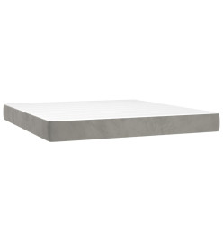 Sommier tapissier matelas et LED Gris clair 180x200 cm Velours