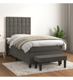 Lit à sommier tapissier et matelas Gris foncé 90x190 cm Velours