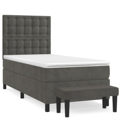 Lit à sommier tapissier et matelas Gris foncé 90x190 cm Velours