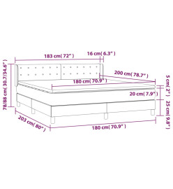 Lit à sommier tapissier et matelas Gris foncé 180x200cm Velours