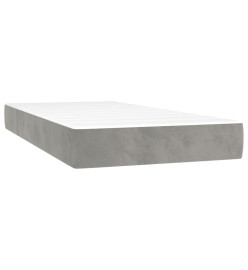 Sommier tapissier et matelas et LED Gris clair 90x190cm Velours