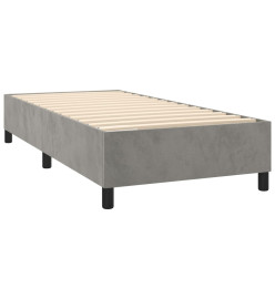 Sommier tapissier et matelas et LED Gris clair 90x200cm Velours