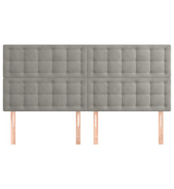 Têtes de lit 4 pcs Gris clair 90x5x78/88 cm Velours