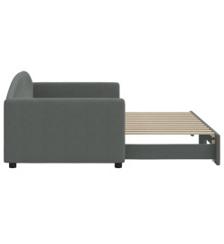 Lit de jour avec lit gigogne gris foncé 90x200 cm tissu