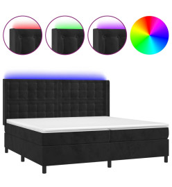 Sommier tapissier avec matelas et LED Noir 200x200 cm Velours