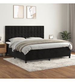 Lit à sommier tapissier et matelas Noir 200x200 cm Velours