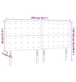 Tête de lit à LED Noir 200x5x118/128 cm Velours