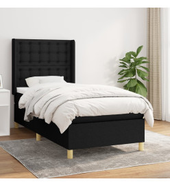 Lit à sommier tapissier avec matelas Noir 90x200 cm Tissu