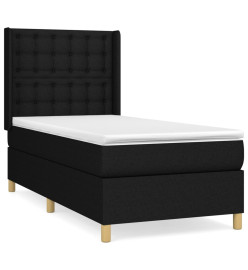Lit à sommier tapissier avec matelas Noir 90x200 cm Tissu