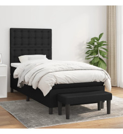 Lit à sommier tapissier avec matelas Noir 90x200 cm Tissu