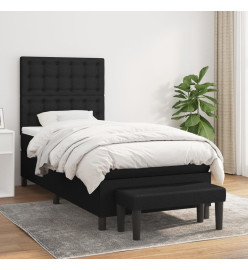 Lit à sommier tapissier avec matelas Noir 90x190 cm Tissu