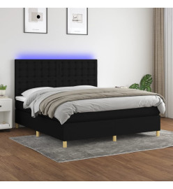 Sommier tapissier avec matelas et LED Noir 180x200 cm Tissu