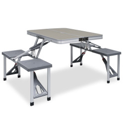 Table pliable de camping avec 4 sièges Acier Aluminium