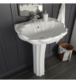 Lavabo autoportant avec socle Céramique Blanc 580x510x200 mm