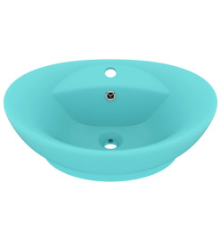 Lavabo ovale à trop-plein Vert clair mat 58,5x39 cm Céramique