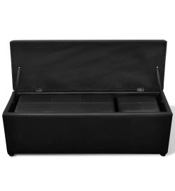 Set de banc de rangement en simili cuir Noir