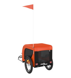 Remorque de vélo pour chien orange et noir tissu oxford et fer