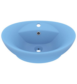 Lavabo ovale à trop-plein Bleu clair mat 58,5x39 cm Céramique