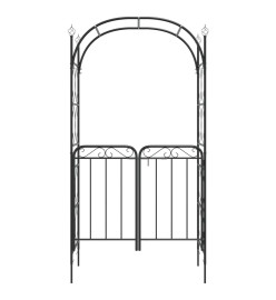 Arche de jardin avec portail noir 108x45x235 cm acier