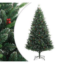 Sapin de Noël artificiel à charnières avec baies rouges 150 cm