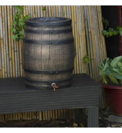 Nature Récupérateur d'eau avec aspect de bois 50 L 38x49,5 cm Marron