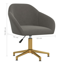 Chaise pivotante de bureau Gris foncé Velours