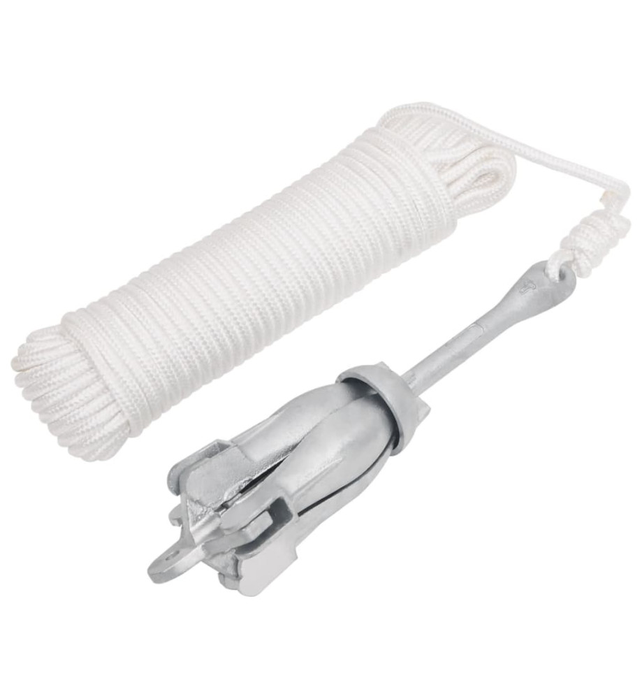 Ancre pliable avec corde argenté 2,5 kg fer malléable