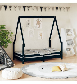 Cadre de lit pour enfant noir 70x140 cm bois de pin massif