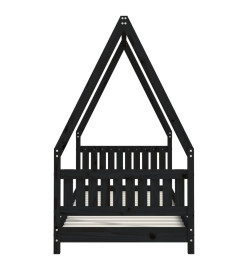 Cadre de lit pour enfants noir 80x200 cm bois de pin massif