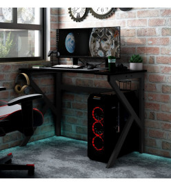 Bureau de jeu avec pieds en forme de K Noir 90x60x75 cm