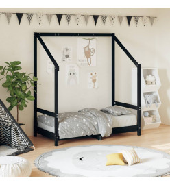 Cadre de lit pour enfant noir 70x140 cm bois de pin massif