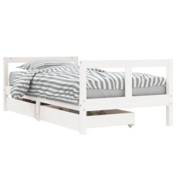 Cadre de lit pour enfant tiroirs blanc 80x160cm bois pin massif