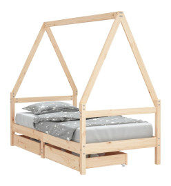 Cadre de lit pour enfant et tiroirs 80x160cm bois de pin massif