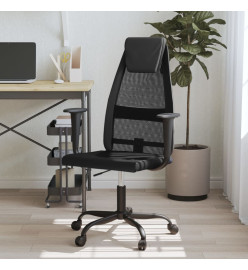 Chaise de bureau noir tissu en maille et similicuir