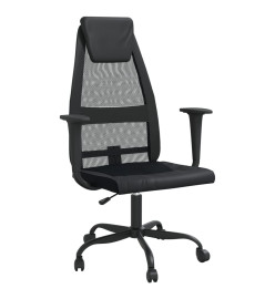 Chaise de bureau noir tissu en maille et similicuir