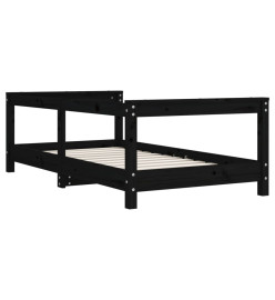 Cadre de lit pour enfant noir 70x140 cm bois de pin massif