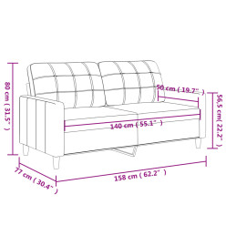 Canapé à 2 places Jaune clair 140 cm Tissu