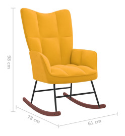 Chaise à bascule avec repose-pied Jaune moutarde Velours