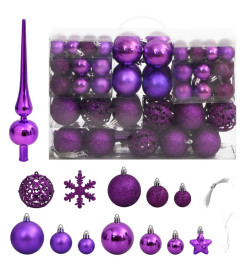 Ensemble de boules de Noël 111 pièces violet polystyrène