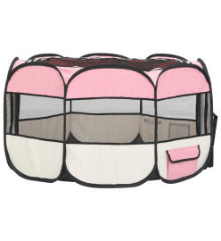 Parc pliable pour chien avec sac de transport Rose 110x110x58cm