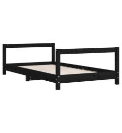 Cadre de lit pour enfant noir 80x160 cm bois de pin massif