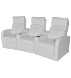 Fauteuil inclinable à LED à 3 places Cuir artificiel Blanc