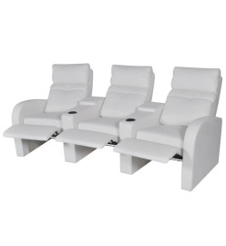 Fauteuil inclinable à LED à 3 places Cuir artificiel Blanc