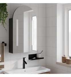 Armoire de bain à miroir avec LED arquée noir 42x13x70 cm
