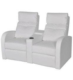 Fauteuil inclinable deux pièces 2+3places cuir artificiel blanc