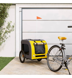 Remorque de vélo pour chien jaune et gris tissu oxford et fer