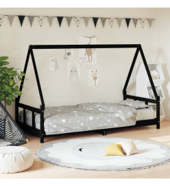 Cadre de lit pour enfants noir 90x200 cm bois de pin massif