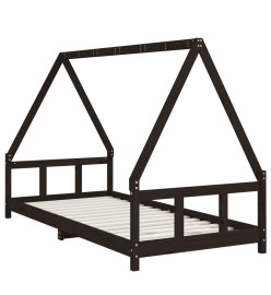 Cadre de lit pour enfants noir 90x200 cm bois de pin massif