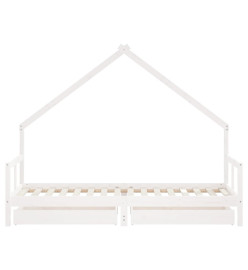 Cadre de lit enfant tiroirs blanc 80x200 cm bois de pin massif