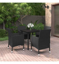 Mobilier à dîner de jardin coussins 5 pcs Résine tressée Verre